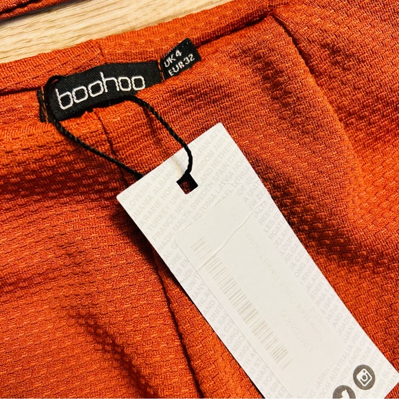 Boohoo Petite Mara Crop & Flared/BellBottom Trouser Co-ord | Size 0 | NWT | Rust - Picture 7 of 12